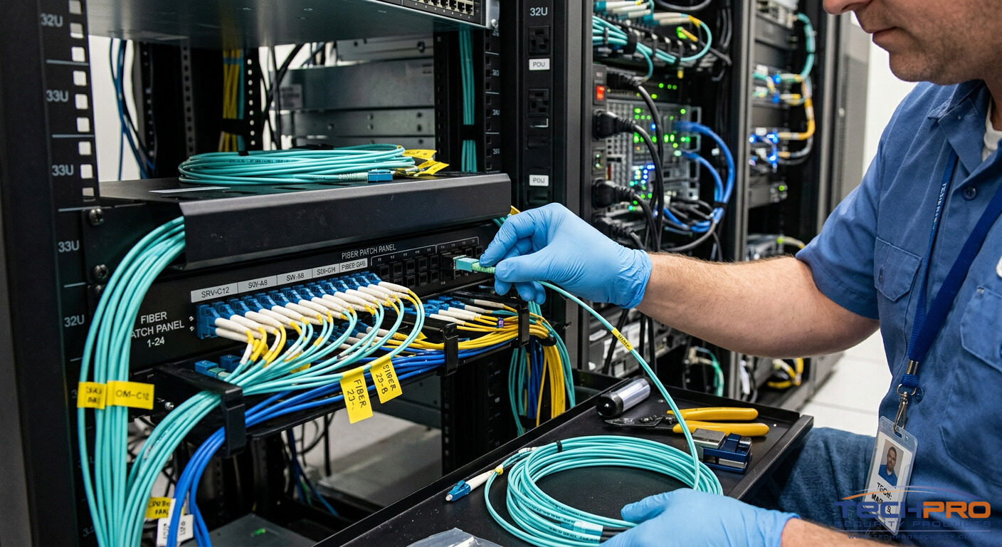 Professional fiber optic cable connections in structured cabling environment