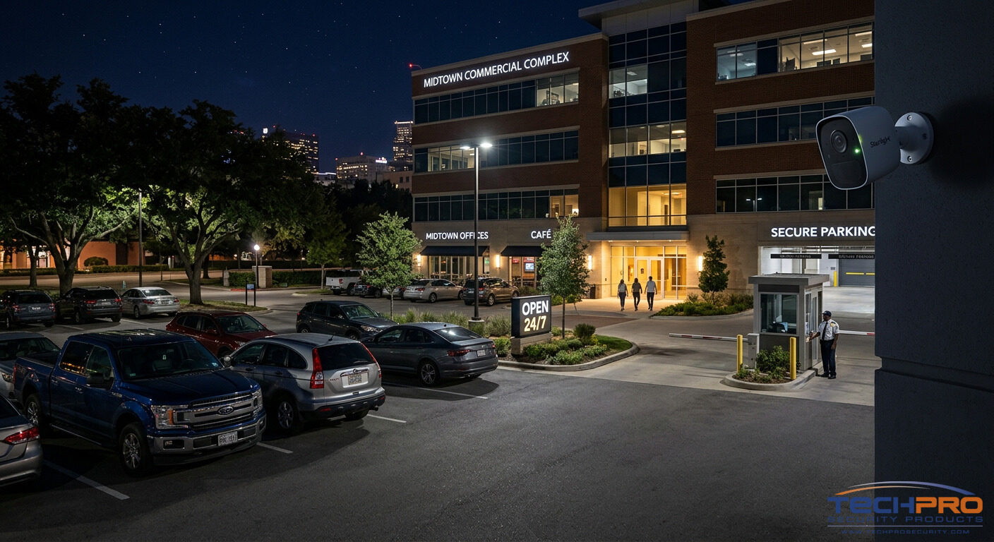 Starlight security camera capturing full-color video at night with minimal ambient light