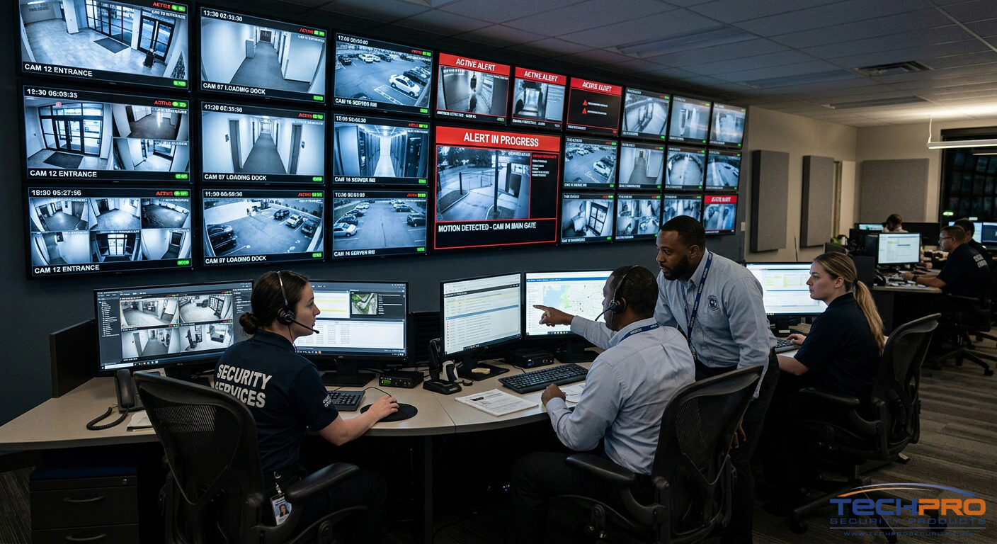 TechPro dispatch team monitoring customer camera systems