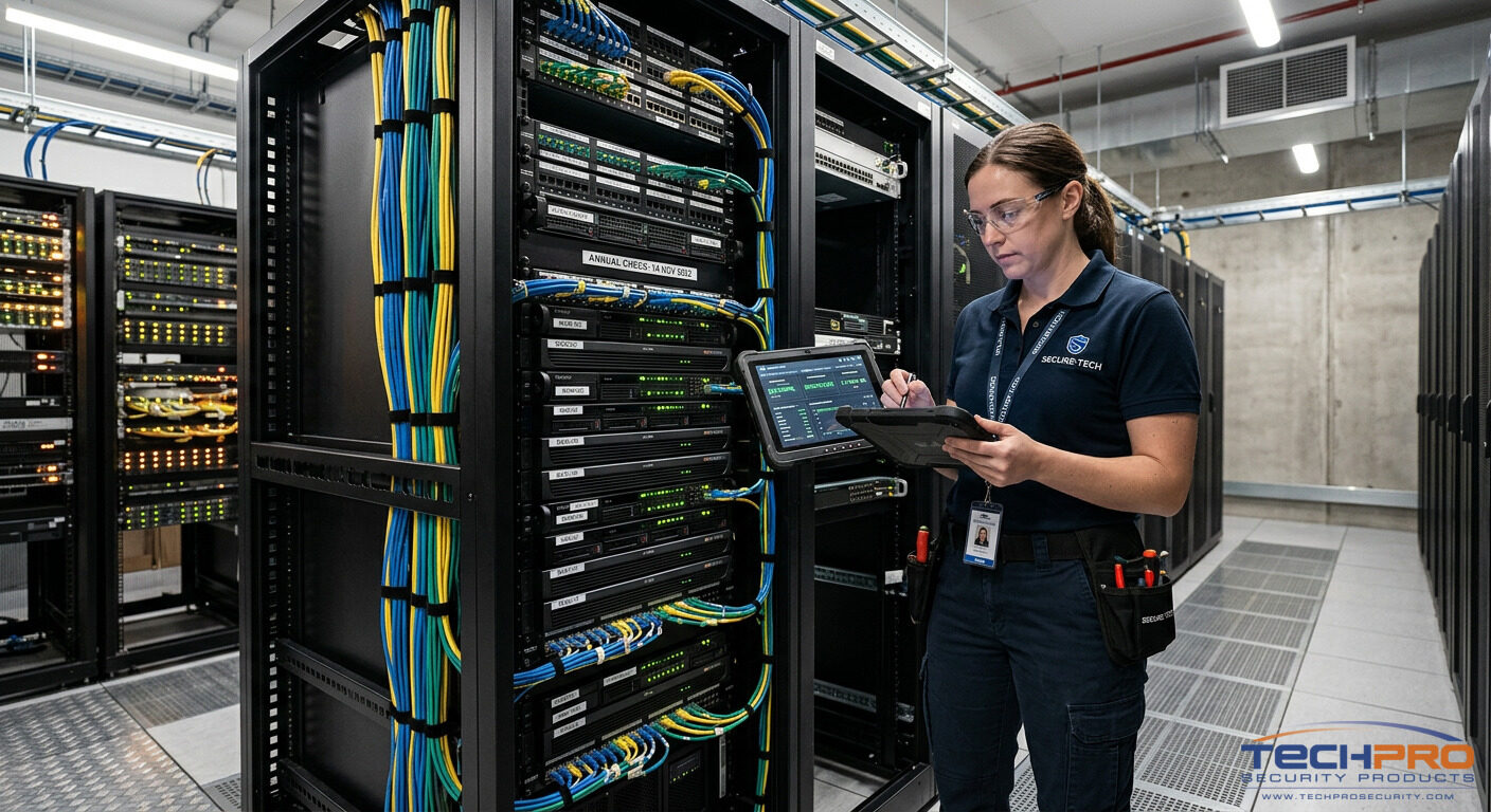 TechPro technician performing annual NVR system health check