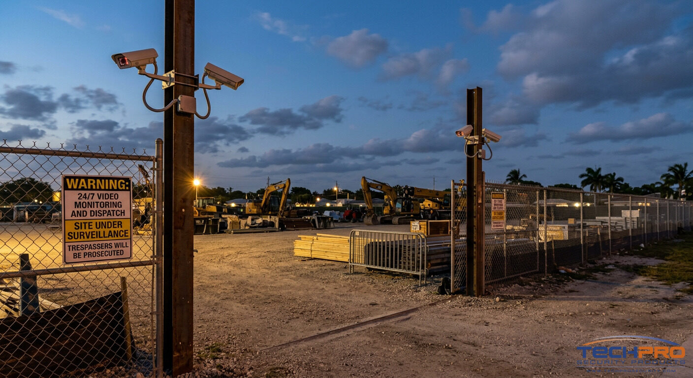 Construction site monitored by TechPro Security remote video monitoring after hours