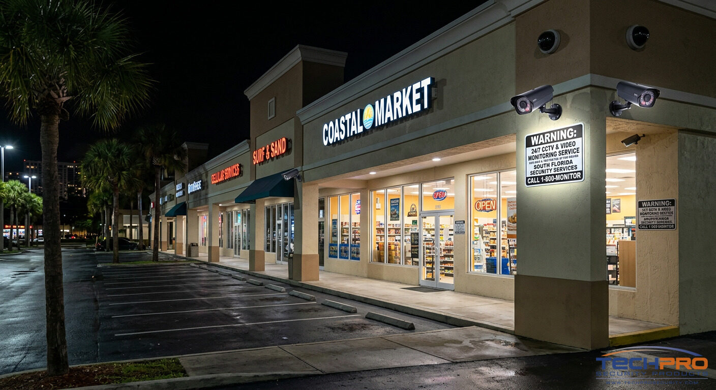 Retail property protected by TechPro Security remote video monitoring after hours